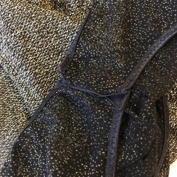 Vintage 80s Victoria’s Secret Gold Metallic Bodysuit Long Sleeve Disco Leotard - Picture 6 of 8